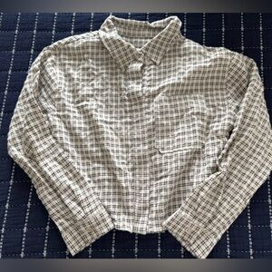 Zara Girls Plaid Shirt - Cream and Black